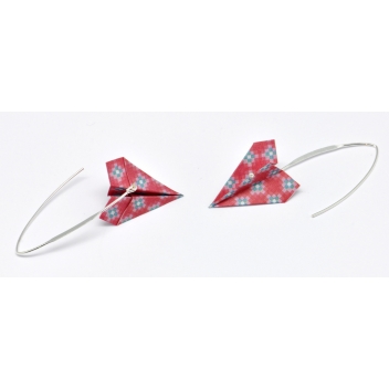  - 3700982216235 - The cocotte - Boucles d\'oreille papier Origami Avion Rouge rosé - France