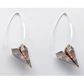 Boucles d'oreille papier Origami Avion Violet fleur