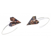 Boucles d\'oreille papier Origami Avion Violet fleur