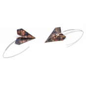 Boucles d'oreille papier Origami Avion Violet fleur