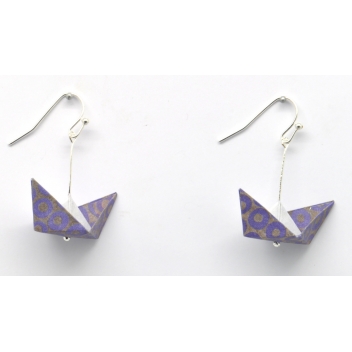  - 3700982216266 - The cocotte - Boucles d\'oreille papier Origami Bateau Violet - France - 2