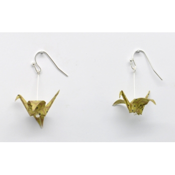  - 3700982216358 - The cocotte - Boucles d'oreille papier Origami Grue Moutard - France - 3