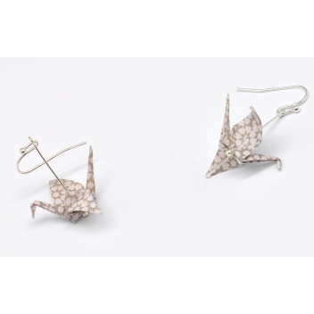  - 3700982216365 - The cocotte - Boucles d\'oreille papier Origami Grue Rose gris c. - France