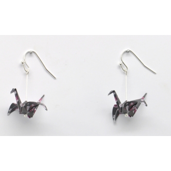  - 3700982216372 - The cocotte - Boucles d\'oreille papier Origami Grue Rose gris f. - France - 3
