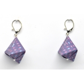 Boucles d'oreille papier Origami Triangle Violet goutte