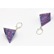 Boucles d'oreille papier Origami Triangle Violet goutte