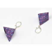 Boucles d\'oreille papier Origami Triangle Violet goutte