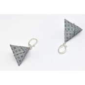 Boucles d'oreille papier Origami Triangle Gris bleuté