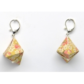 Boucles d'oreille papier Origami Triangle Moutarde