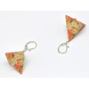 Boucles d'oreille papier Origami Triangle Moutarde