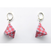 Boucles d\'oreille papier Origami Triangle Rouge rosé