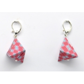 Boucles d'oreille papier Origami Triangle Rouge rosé