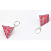 Boucles d\'oreille papier Origami Triangle Rouge rosé