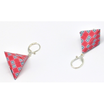 - 3700982216419 - The cocotte - Boucles d\'oreille papier Origami Triangle Rouge rosé - France