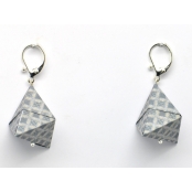 Boucles d'oreille papier Origami Triangle Vert et beige