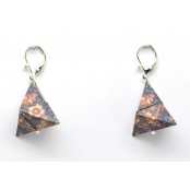 Boucles d'oreille papier Origami Triangle Violet fleur