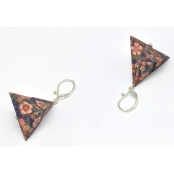 Boucles d\'oreille papier Origami Triangle Violet fleur