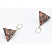 Boucles d'oreille papier Origami Triangle Violet fleur