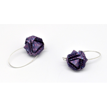  - 3700982216440 - The cocotte - Boucles d\'oreille papier Origami Boule Violet goutte - France - 3