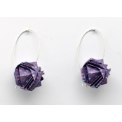 Boucles d'oreille papier Origami Boule Violet goutte