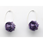 Boucles d\'oreille papier Origami Boule Violet goutte