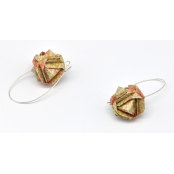 Boucles d\'oreille papier Origami Boule Moutarde