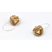 Boucles d'oreille papier Origami Boule Moutarde