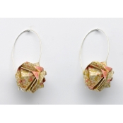 Boucles d\'oreille papier Origami Boule Moutarde