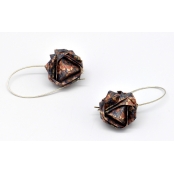 Boucles d\'oreille papier Origami Boule Violet fleur