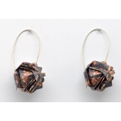Boucles d\'oreille papier Origami Boule Violet fleur