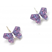 Boucles d'oreille papier Origami Papillon Violet goutte