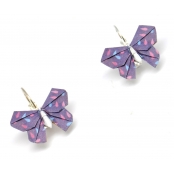 Boucles d\'oreille papier Origami Papillon Violet goutte