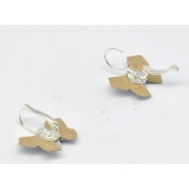 Boucles d'oreille papier Origami Papillon Gris bleuté