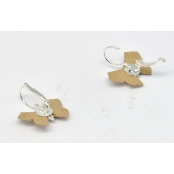 Boucles d'oreille papier Origami Papillon Moutarde