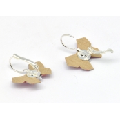 Boucles d\'oreille papier Origami Papillon Rouge rosé