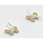 Boucles d\'oreille papier Origami Papillon Vert et beige