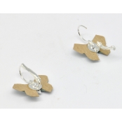 Boucles d'oreille papier Origami Papillon Vert et beige