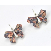 Boucles d\'oreille papier Origami Papillon Violet fleur