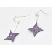 Boucles d'oreille papier Origami Tourniquet Violet