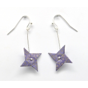 Boucles d'oreille papier Origami Tourniquet Violet