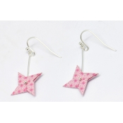 Boucles d\'oreille papier Origami Tourniquet Rose