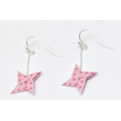 Boucles d'oreille papier Origami Tourniquet Rose