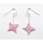 Boucles d'oreille papier Origami Tourniquet Rose