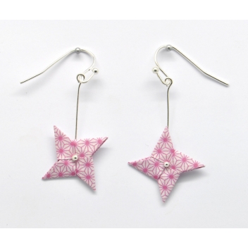  - 3700982216570 - The cocotte - Boucles d'oreille papier Origami Tourniquet Rose - France