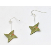 Boucles d'oreille papier Origami Tourniquet Kaki