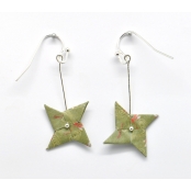 Boucles d'oreille papier Origami Tourniquet Kaki