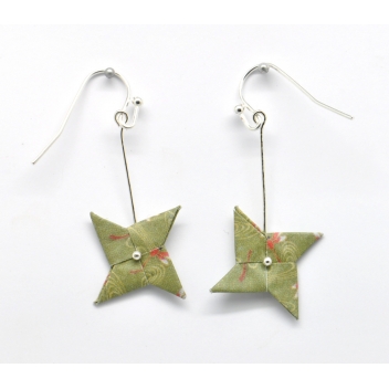  - 3700982216587 - The cocotte - Boucles d\'oreille papier Origami Tourniquet Kaki - France
