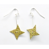 Boucles d\'oreille papier Origami Tourniquet Moutard