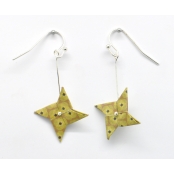 Boucles d'oreille papier Origami Tourniquet Moutard