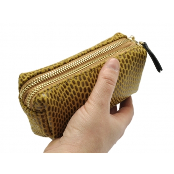 2020 jaune - 3700982223523 - Collection CMLPB - Petite pochette trousse en cuir Jaune Moutarde - 2